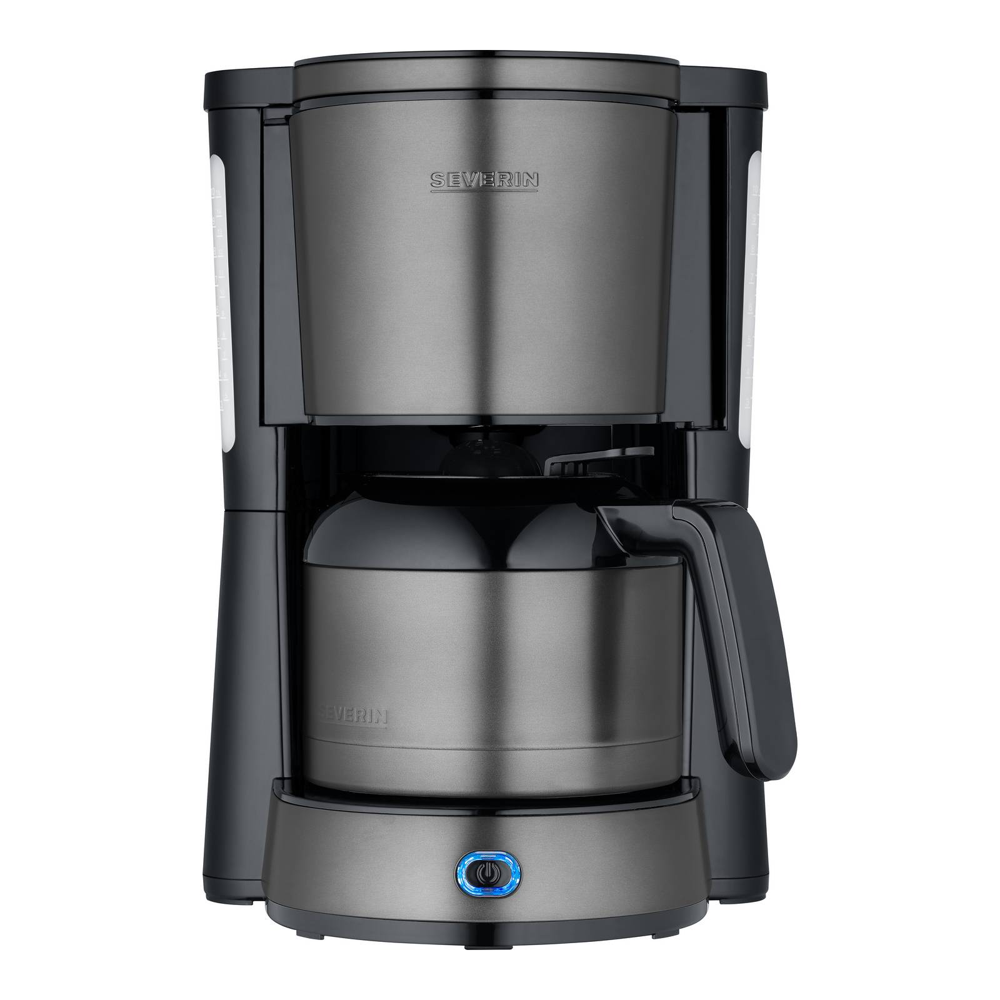 cafetiera severin, capacitate 1 litru, preparare 8 cesti de cafea, mentinere la cald, pentru cafea macinata, filtru detasabil si lavabil, buton on/off iluminat, oprire automata, rezervor apa gradat, curatare usoara, cablu retractabil, negru