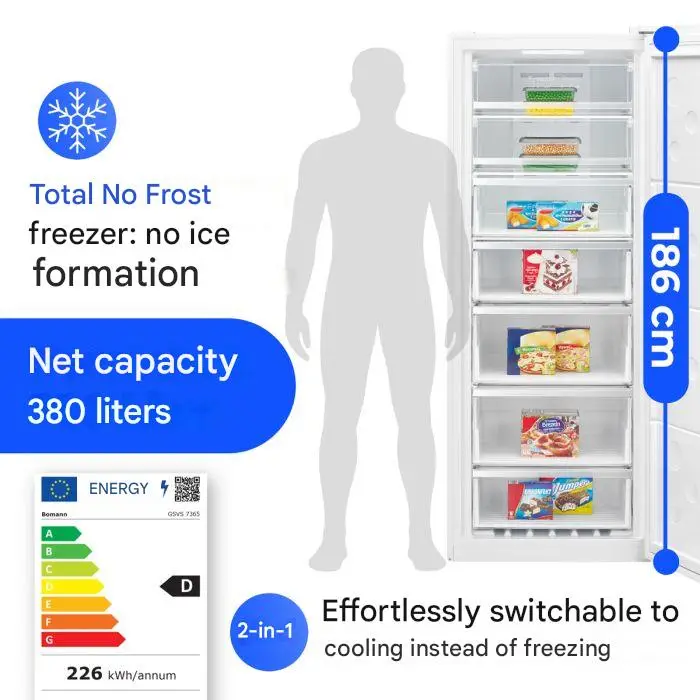 congelator no frost xxl bomann alb capacitate 380 litri