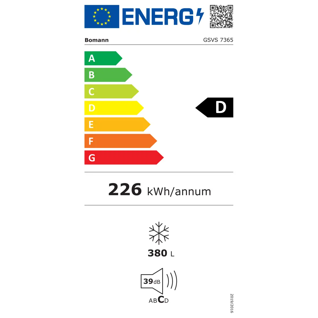 eticheta energetica congelator no frost xxl bomann alb