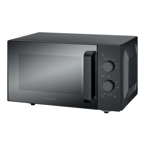 cuptor cu microunde, severin, 25 litri, 5 trepte de putere, timer 30 min, panou control mecanix, interior din otel inoxidabil, semnal sonor, 900 W, curatare usoara, negru