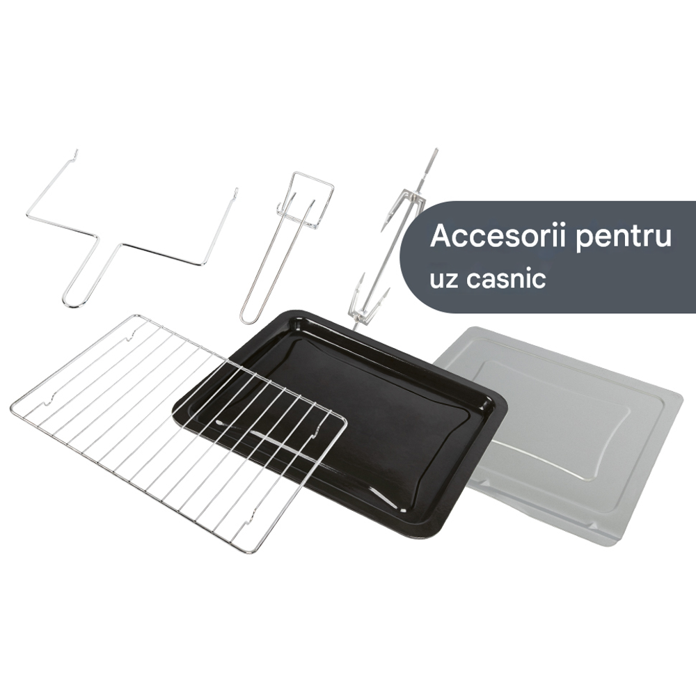cuptor electric 4in1 cu convectie si plita proficook, capacitate 32 litri, 2 plite, 4 treote de putere plita, temperatura reglabila, accesorii rotisor incluse, interior usor de curatat, compact, 3200 w, accesorii cuptor