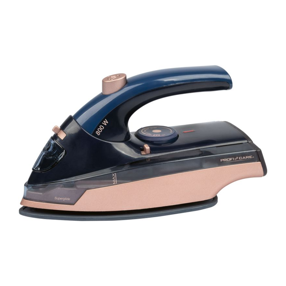 fier de calcat proficare, ideal pentru calatorii, talpa din ceramica, indicator luminos, maner pliabil, incalzire rapida, usor de transportat, compact si eficient, 900 W, albastru