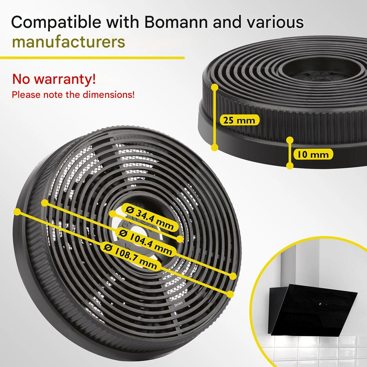 Set 2 filtre de carbon activ pentru hote cu recirculare, Bomann, KF571, negru