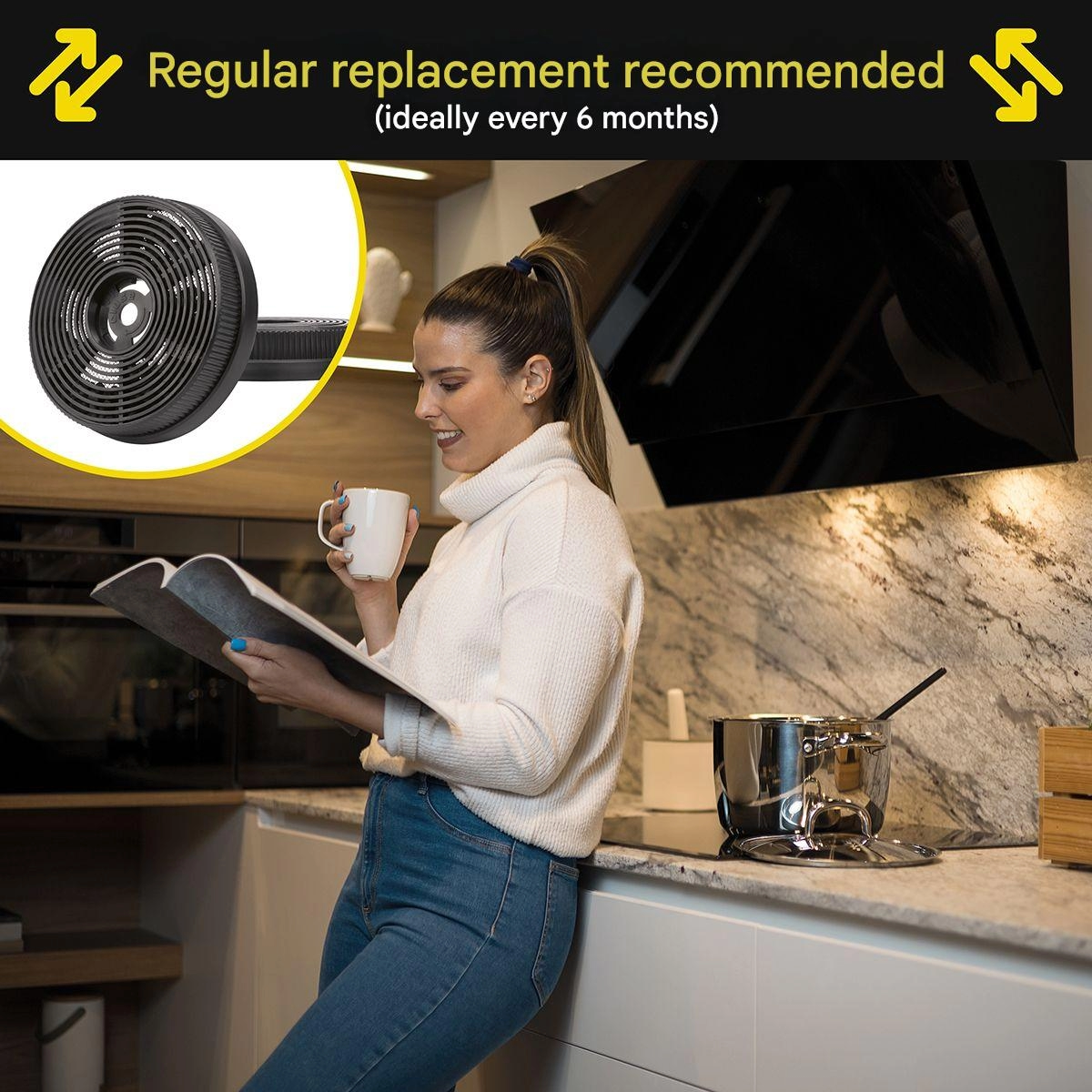 Set 2 filtre de carbon activ pentru hote cu recirculare, Bomann, KF571, negru