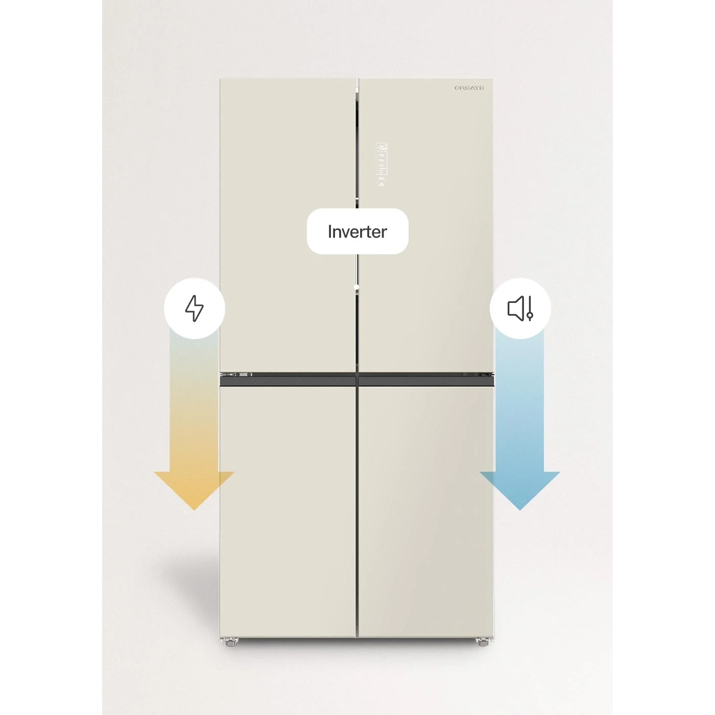 Frigider side by side, Create, capacitate 503 litri no frost crem, cu tehnologie inverter