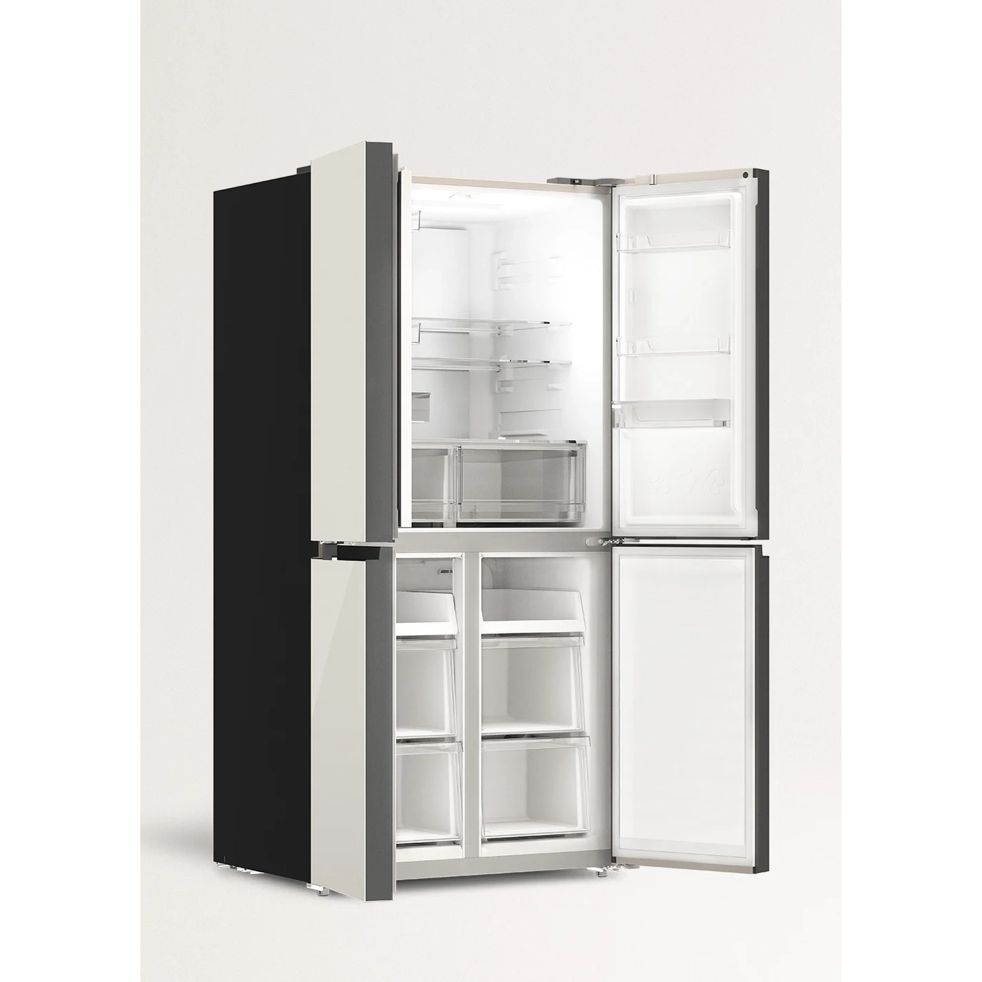 Frigider side by side, Create, capacitate 503 litri no frost crem, cu usile deschise