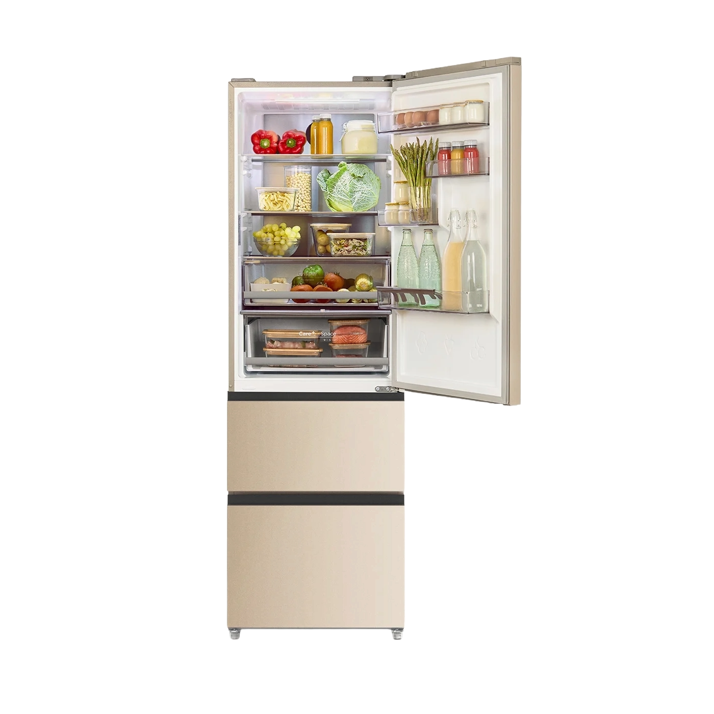 frigider side by side french door 401l studio pro flex bej, cu usa deschisa