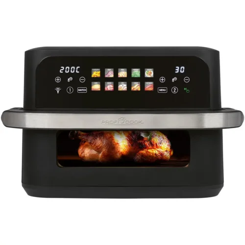 friteuza dubla cu aer cald air fryer xxl proficook 2400 w negru