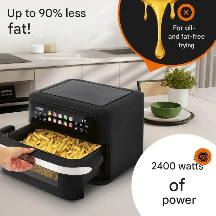 friteuza dubla cu aer cald air fryer xxl proficook 2400 w negru