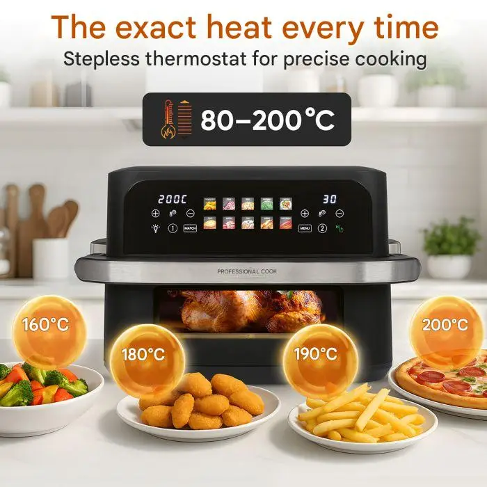 friteuza dubla cu aer cald air fryer xxl proficook 2400 w negru