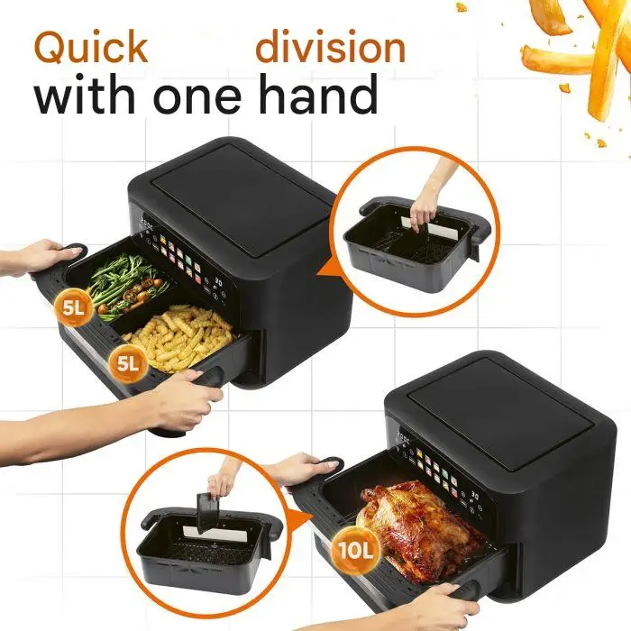 friteuza dubla cu aer cald air fryer xxl proficook 2400 w negru