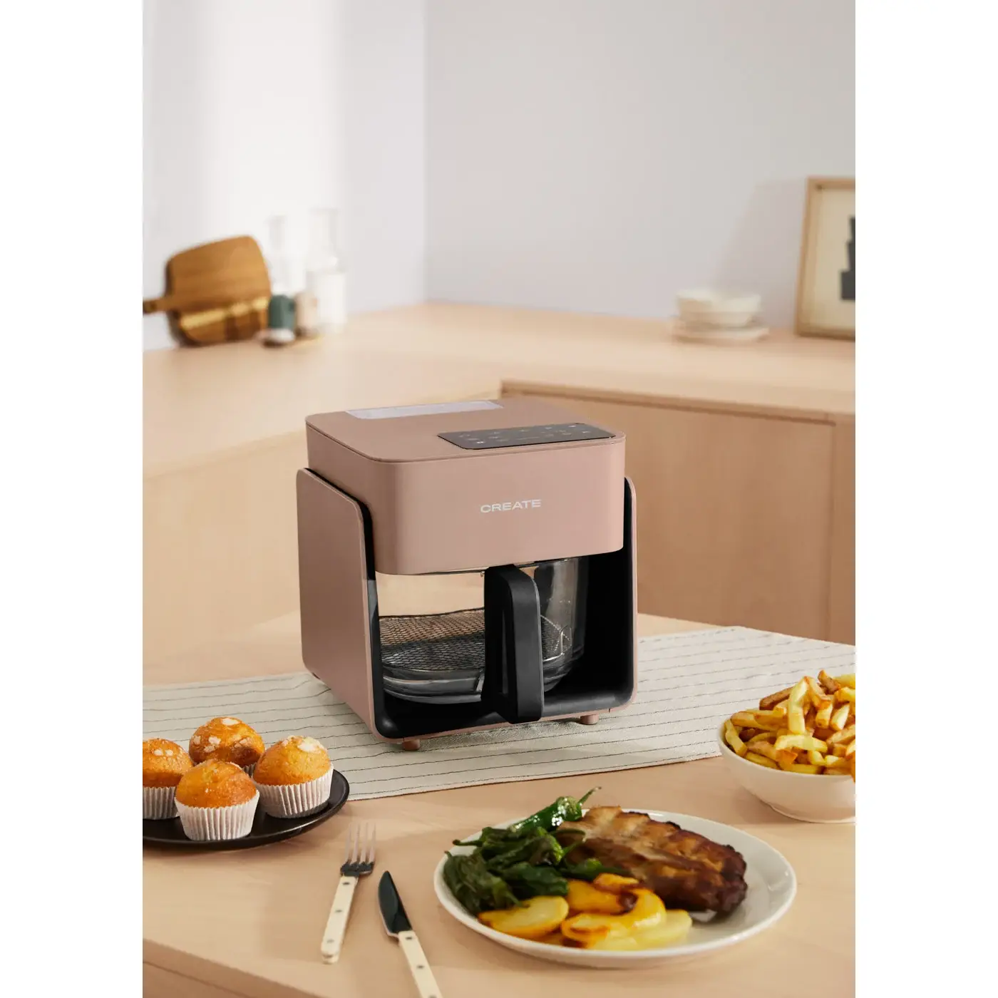 friteuza cu aer cald si aburi create air fryer mist mocha