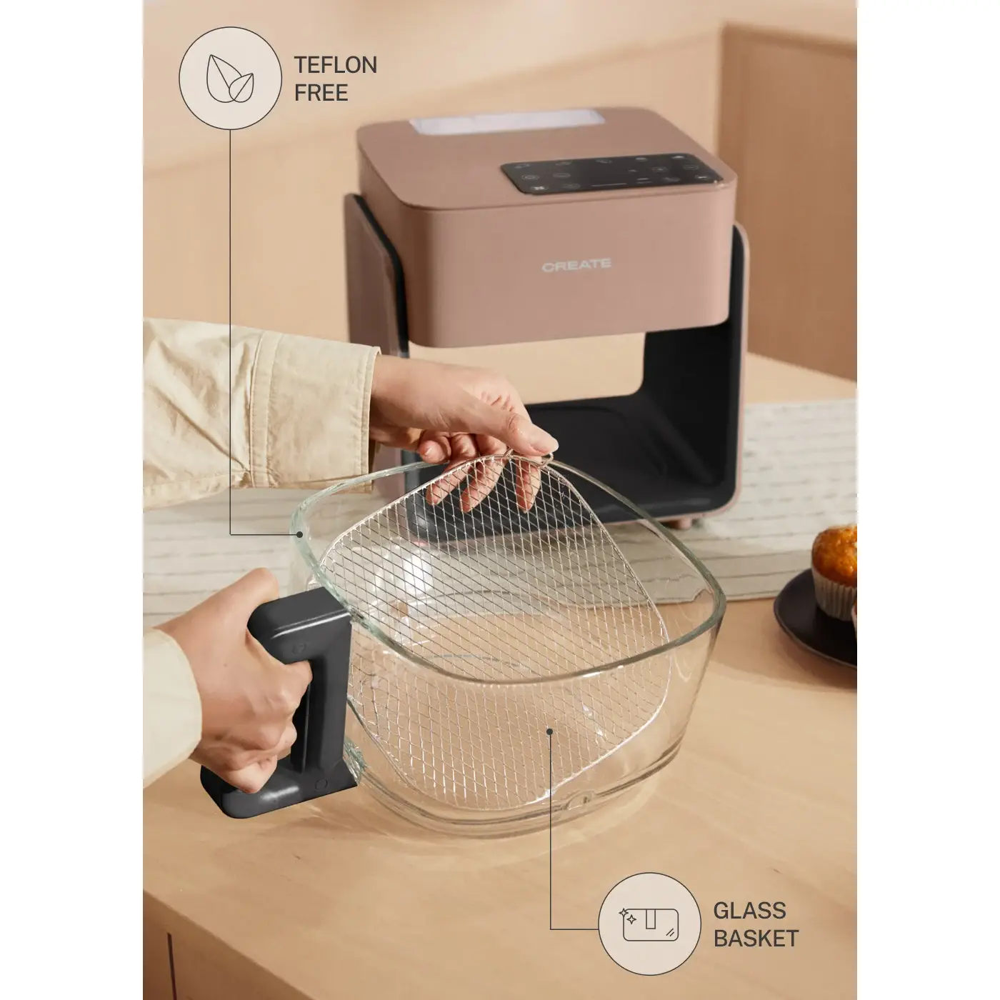 friteuza cu aer cald si aburi create air fryer mist mocha