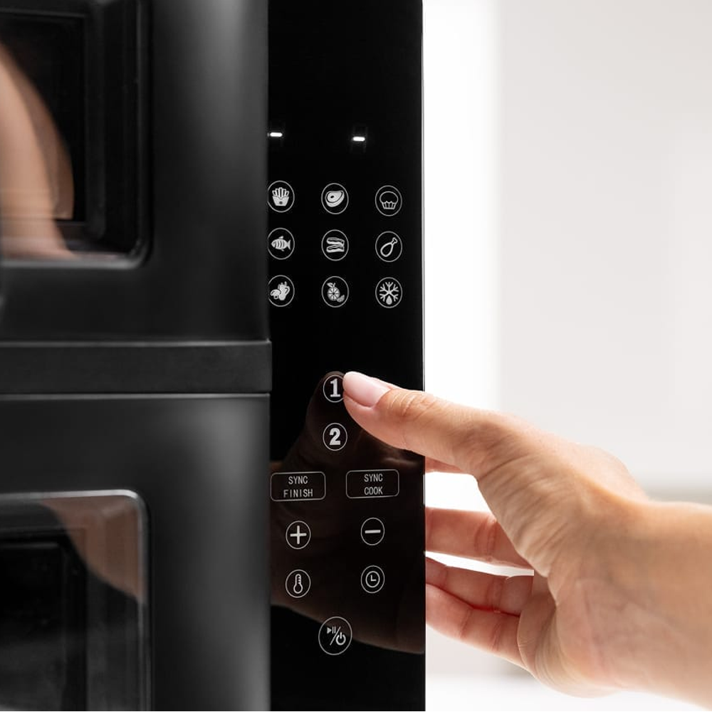 friteuza cu aer cald xxl severin, s-pizza and more, 2800 W, 2 comparitimente, capacitate 2 x 5.5 litri, fara ulei, temperatura ajustabila 60-200 grade celsius, timer, panou control mecanic, oprire automata, semnal sonor, incalzire rapida, consum redus, curatare usoara, control touch laterala