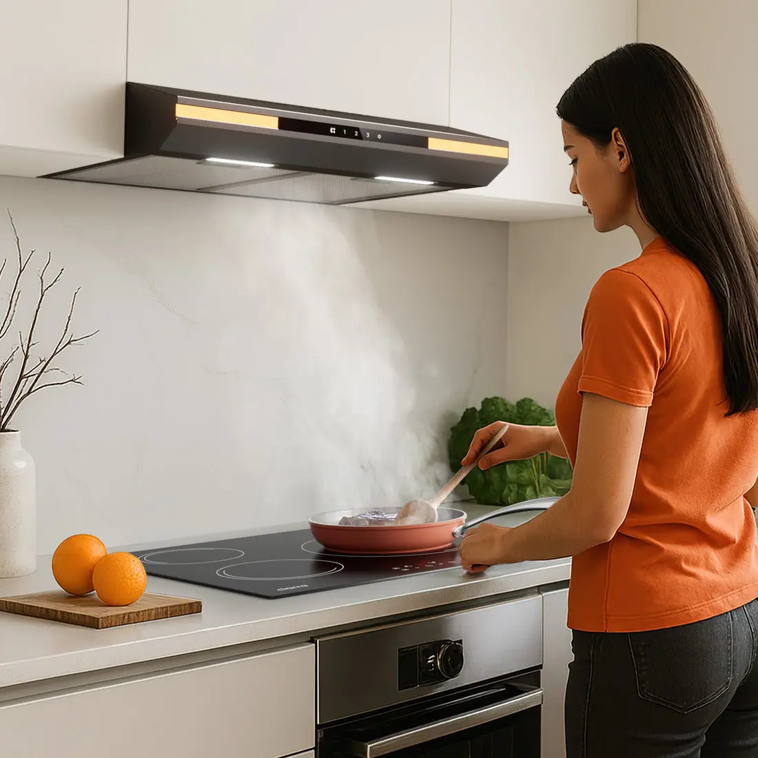 hota incorporabila ciarra 60cm negru functie recirculare filtru carbon, gatit in bucatarie