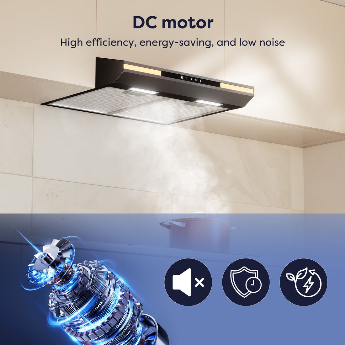 hota incorporabila ciarra 60cm negru functie recirculare filtru carbon, silentioasa