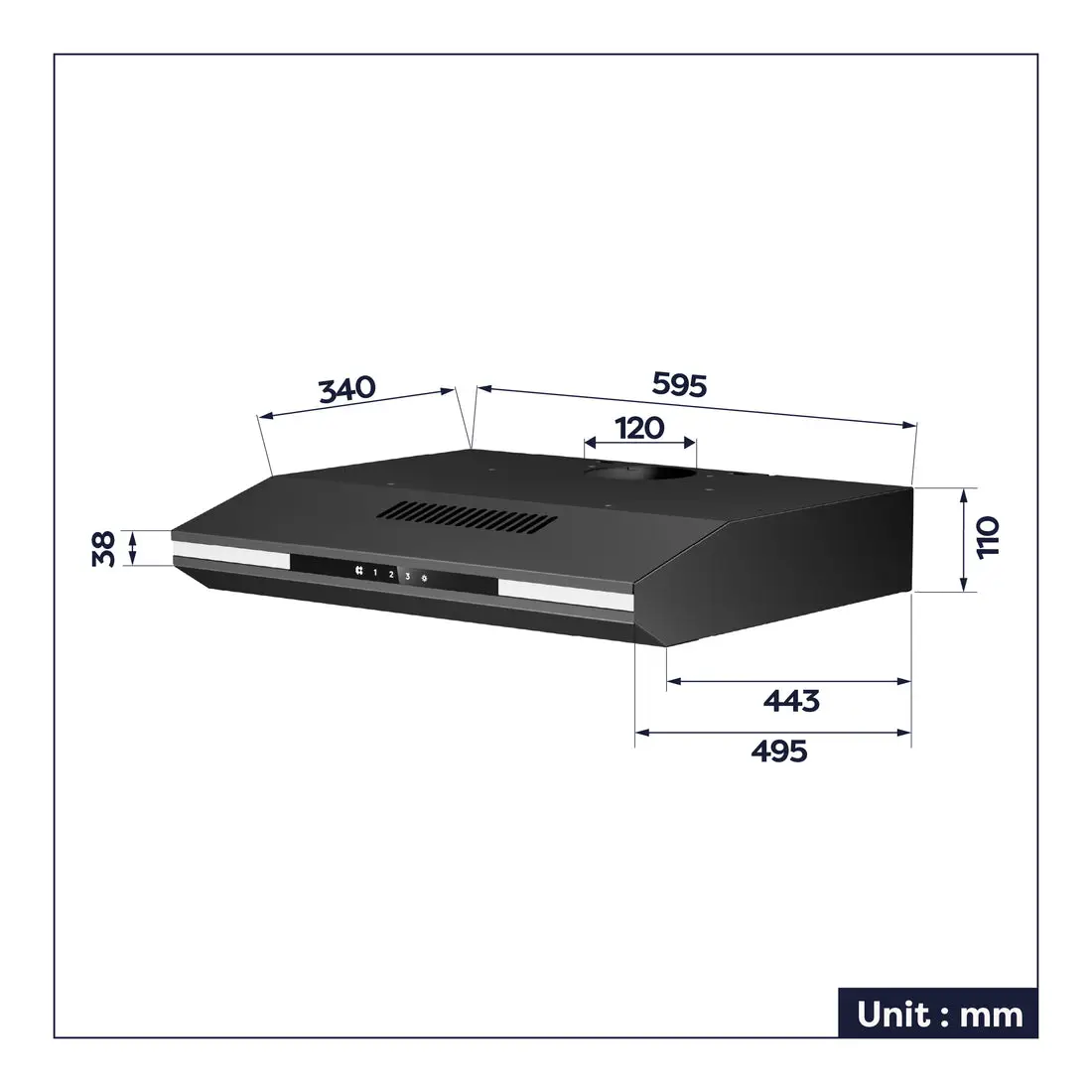 dimensiuni hota incorporabila ciarra 60cm negru functie recirculare filtru carbon