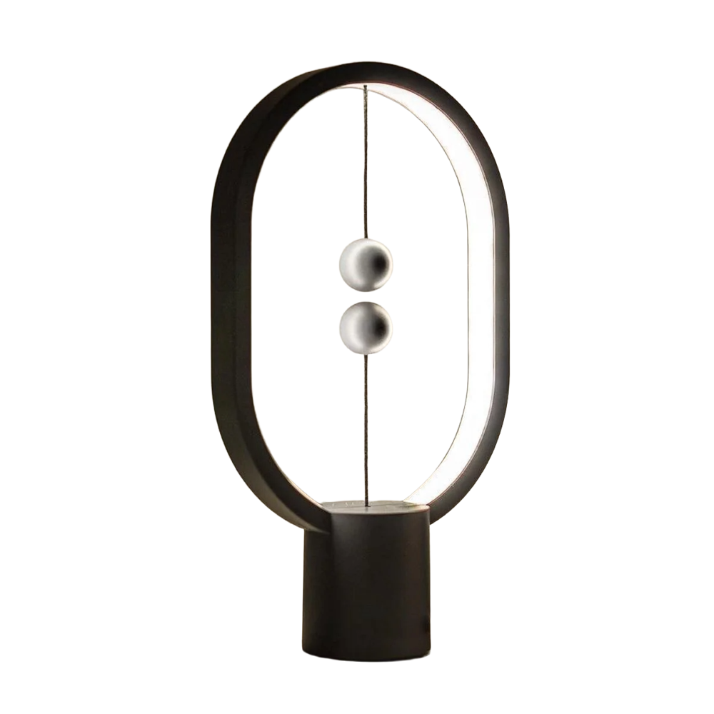 lampa led cu levitatie magnetica, allocacoc, mini ellipse hengm aprindere cu magnet, incarcare prin usb-c, lumina calda 2700k, design minimalist, pentru interior, gri inchis