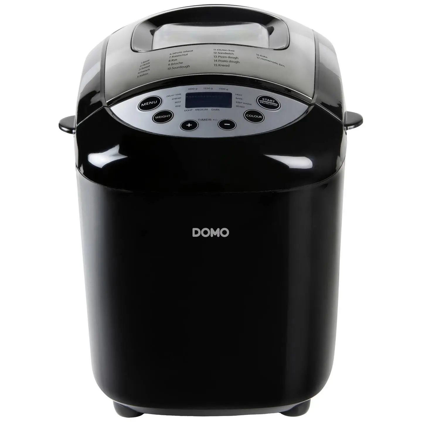 masina de facut paine de la domo, cu 17 programe, 1500g, 850w, negru