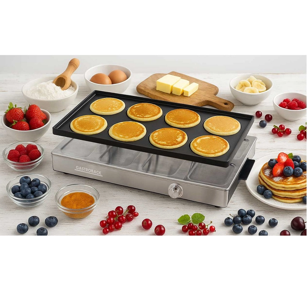 Gastroback plita pancakes, 42563, 3in1, 8 persoane, 1700 W, negru