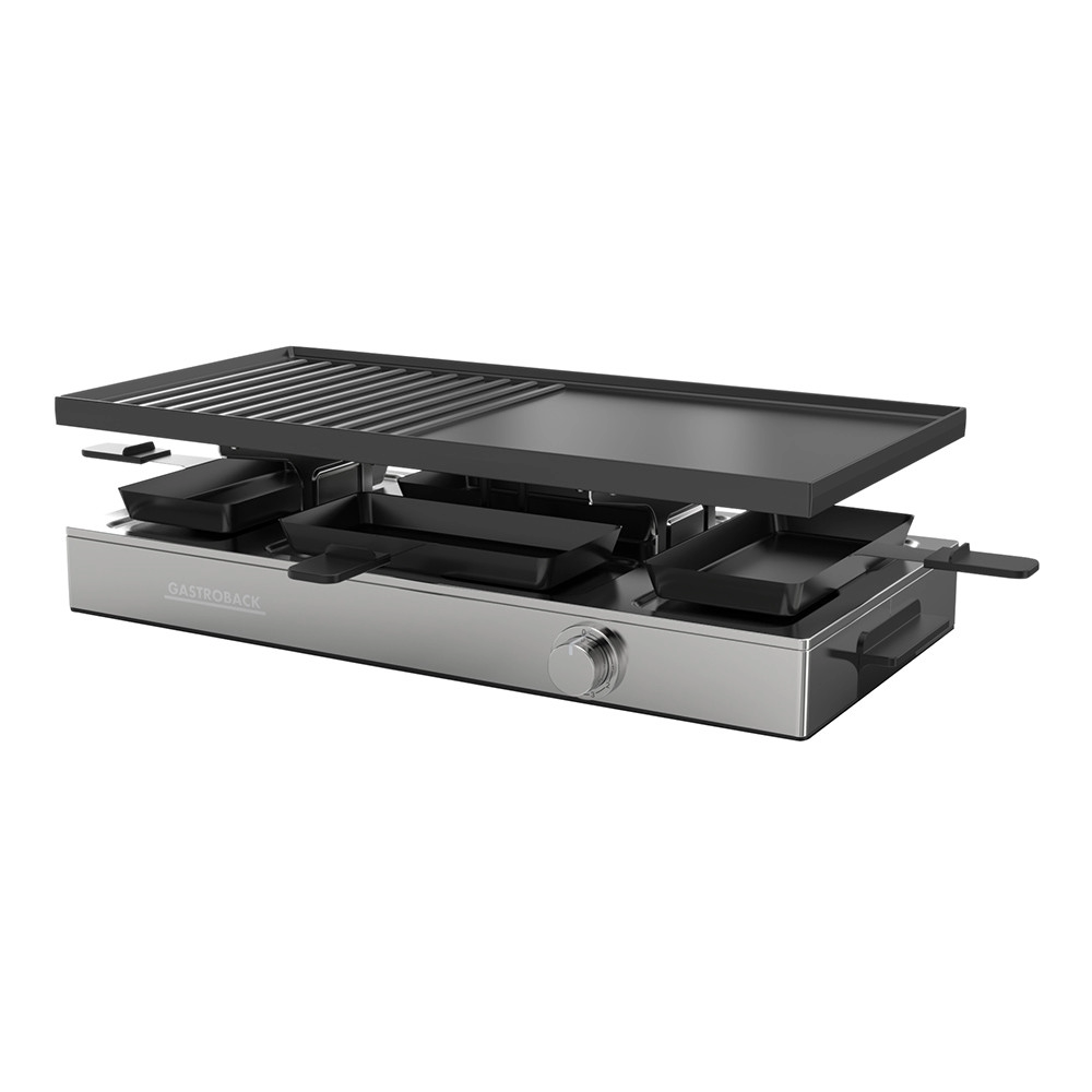 Gastroback plita grill raclette branzeturi 42563, 3in1, 8 persoane, 1700 W, negru