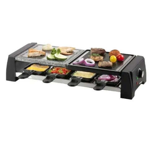 plita grill si raclette, 2in1, duo stone, domo, negru