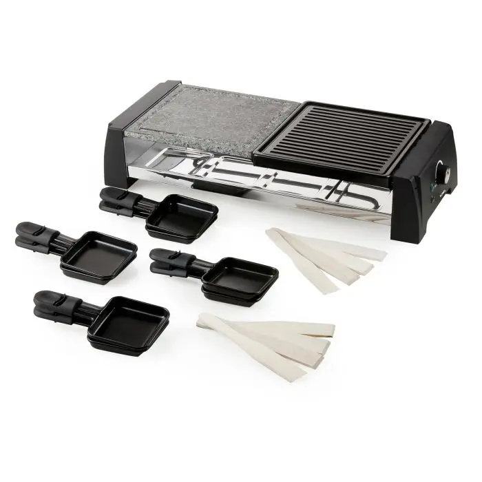 plita grill si raclette, 2in1, duo stone, domo, negru