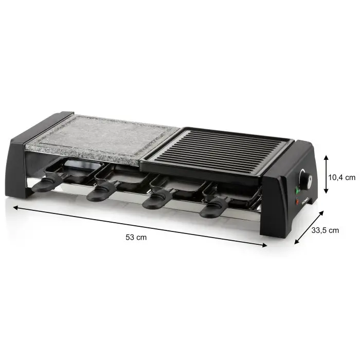 plita grill si raclette, 2in1, duo stone, domo, negru