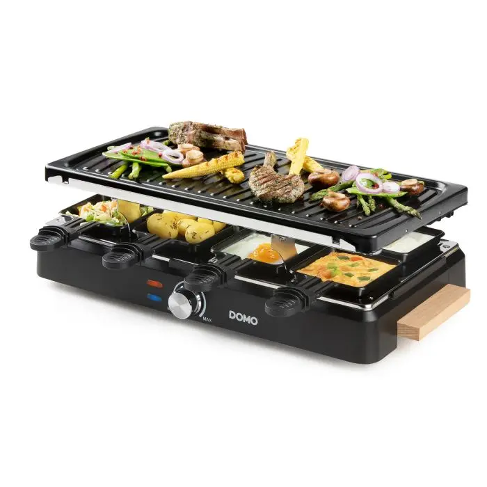 plita grill si raclette, domo, putere 1400w, negru