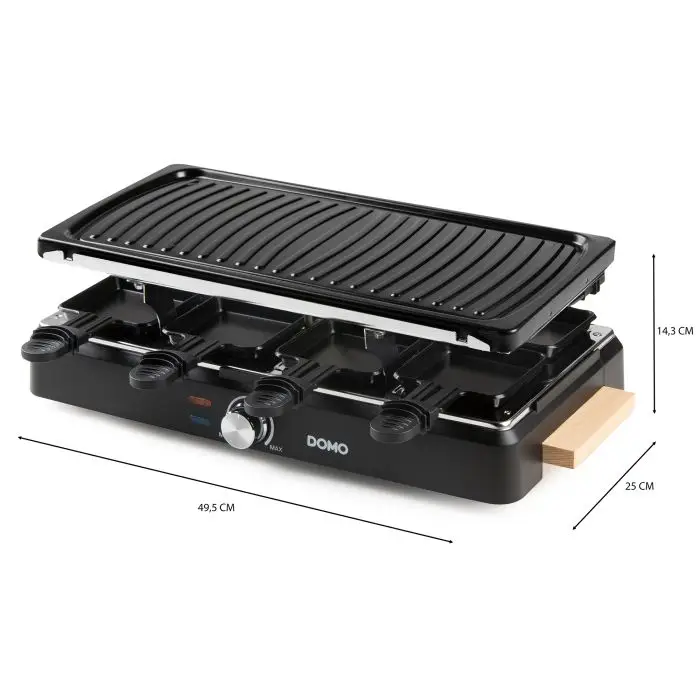 plita grill si raclette, domo, putere 1400w, negru