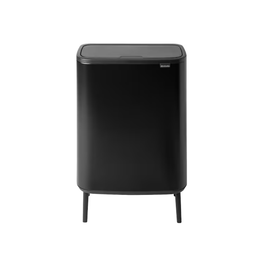 cos de gunoi brabantia, bo hi touch bin, capacitate 2 x 30 litri, 2 compartimente detasabile, capac cu inchidere/ deschidere silentioasa, material otel inoxidabil, negru mat