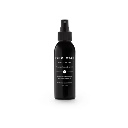 spray de corp, bondi wash, piper tasmanian si lavanda, efect hidratant, contine ingrediente naturale, non-toxic, fabricat in australia, 125 ml