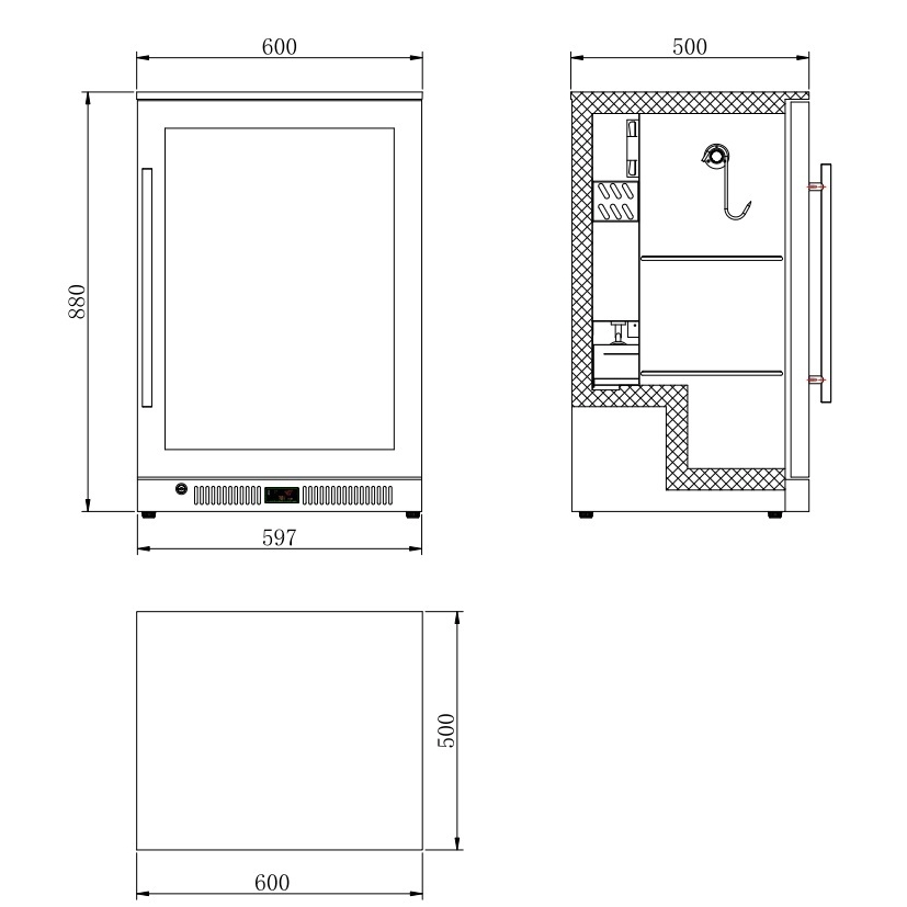 Frigider maturat carne Dry Age, CombiSteel, 138 litri, negru