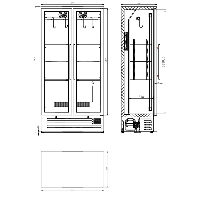 7455.1960 frigider dry age 458 litri negru dimensiuni vitrina