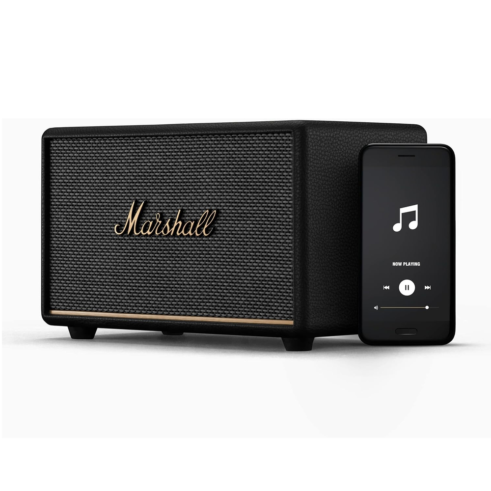 boxa portabila marshall, acton III, 60 W RMS, stereo, Bluetooth 5.2, AUX 3.5 mm, conectare prin aplicatie, control bass, raza acoperire 10 m, tehnologie dynamix loudness, control telefon