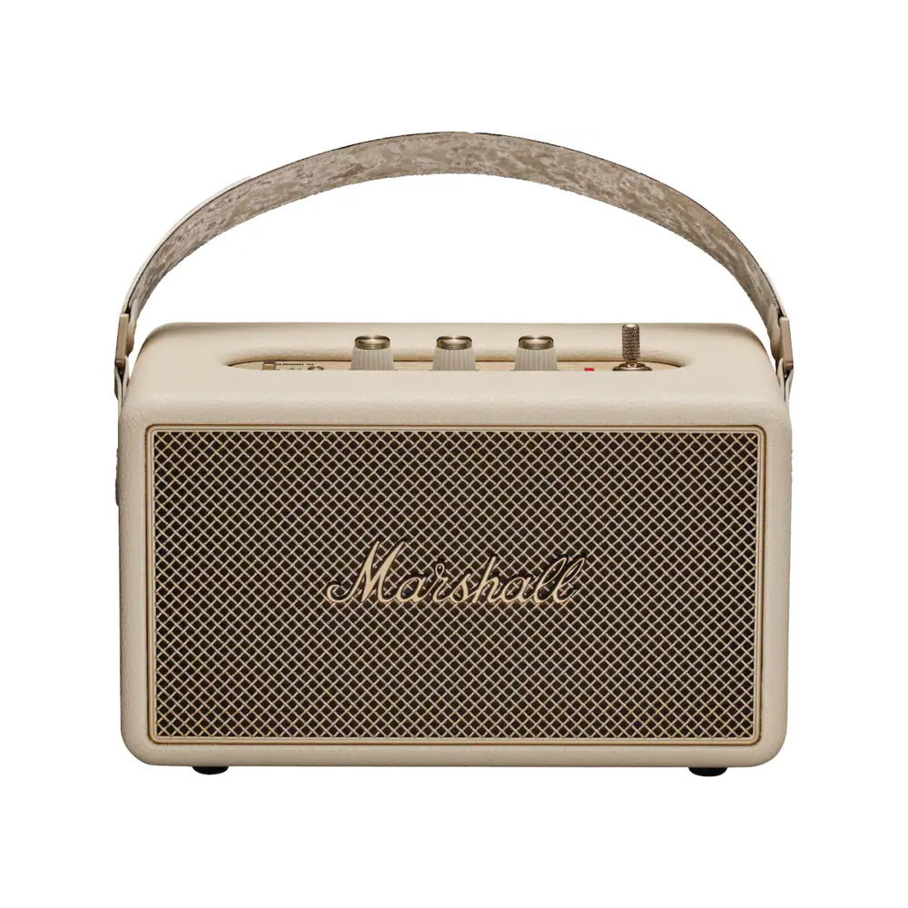 boxa portabila marshall, killburn III, protectie IP54, autonomie +32h, bluetooth 5.3, conectare prin aplicatie, bareta de piele inclusa, sunet true stereophonic, indicator baterie, 50 w, baterie externa, incarcare usb-c, design vintage, crem