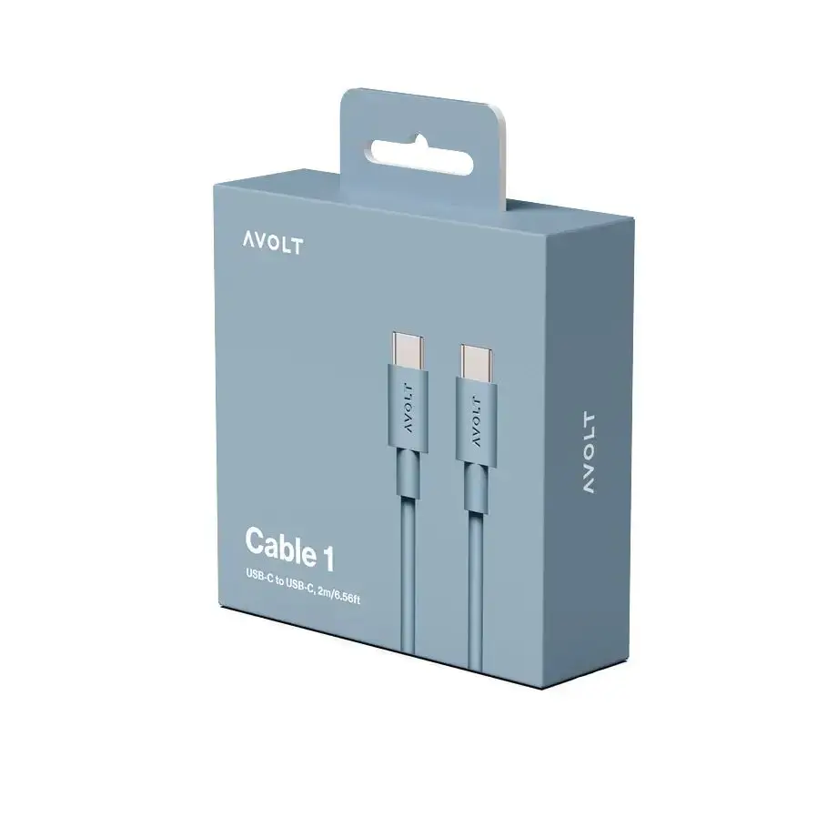 cutie cablu de date si incarcare rapida, avolt, usb-c, usb-c, 2 metri albastru