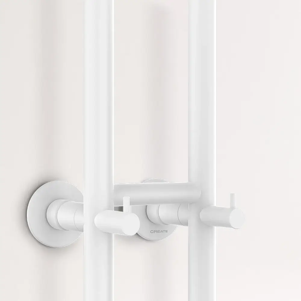 termostat calorifer create, warm towel tube, design slim, 2 bare, din otel inoxidabil, alb