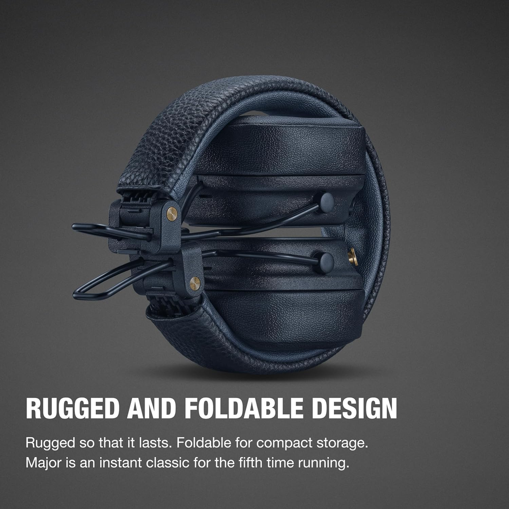 casti on-ear marshall, major v, autonomie 100 ore, wireless, pliabil, functie incarcare rapida, buton M personalizabil, 106 dB, difuzor 40 mm dinamic, include cablu audio 3.5 mm, design pliabil