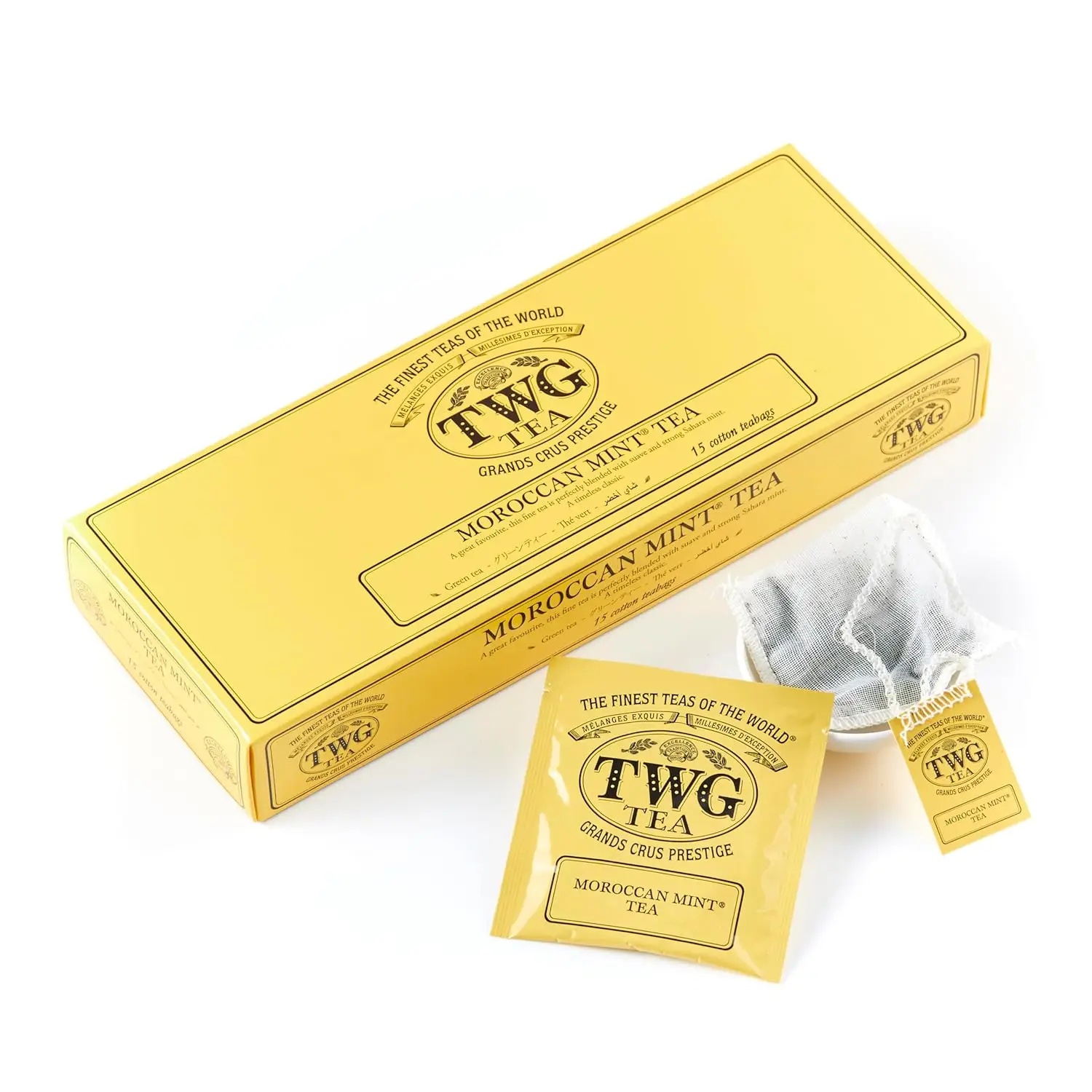 ceai verde premium, twg tea, moroccan mint, 15 plicuri, origine maroc, 37.5 grame
