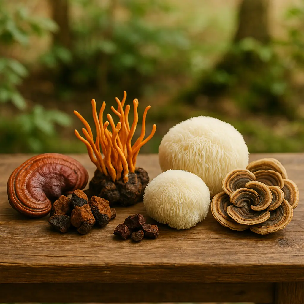 ciuperci adaptogene, beneficiile ciupercilor adaptogene, chaga, reishi, lion's mane, ganoderma,