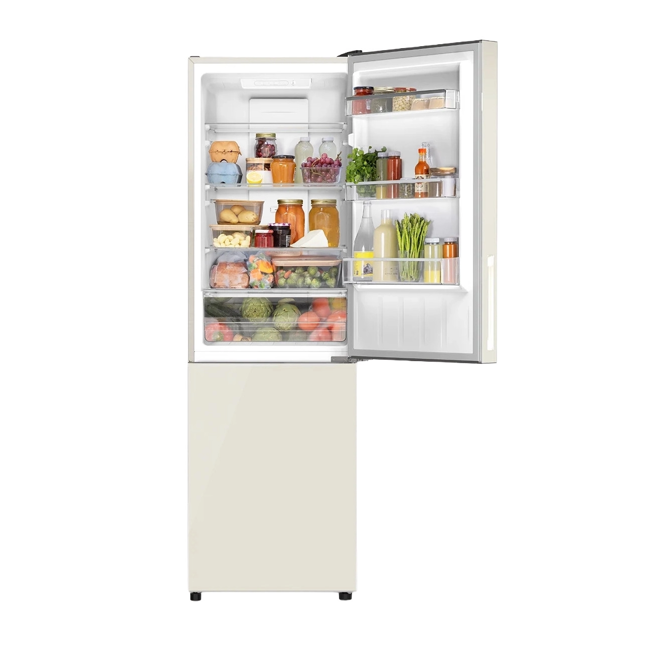 combina frigorifica 231 litri, create, crem, cu o usa deschisa