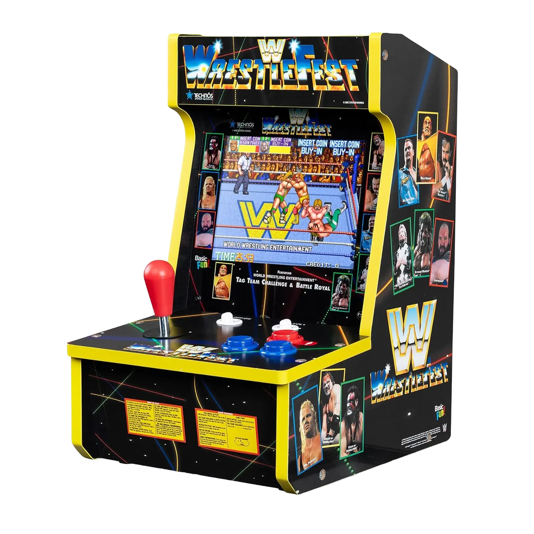 consola retro cu 4 jocuri, arcade1up, wwe counter arcade, controale mecanice arcade full size, functionale