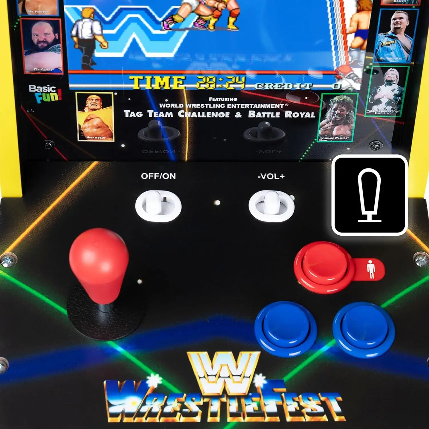 consola retro cu 4 jocuri, arcade1up, wwe counter arcade, controale mecanice arcade full size, functionale, joystick si butoane retro