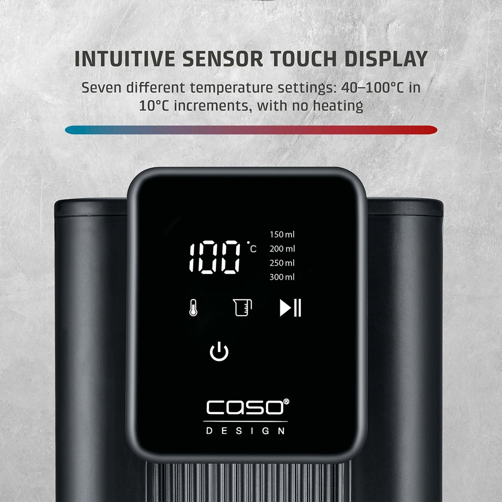 dozator de apa fierbint, caso germany, ideal pentru birou/acasa/horeca, rezervor 2.5 litri, incalzire rapida, temperatura reglabila 40-100°C, cantitate reglabila, panou touchscreen, afisaj LCD, filtru de apa integrat, design elegant, 2600 W, senzor reglare temperatura