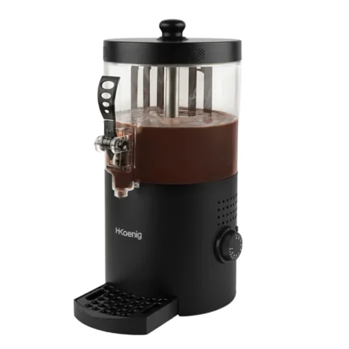 dozator mixer ciocolata calda h.koenig, 3 litri, preparare si mentinere la cald, termostat 90°C, sistem anti-picurare, amestecare continua, porivit si pentru ceai, vin fiert, uz casnic, HoReCa, 1200 W, negru