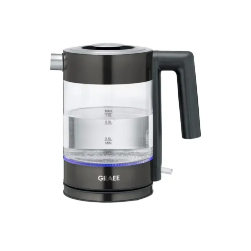 fierbator electric de apa graef, capacitate 1 litru, cu marcaje ce indica nivelul apei, indicator fierbere led