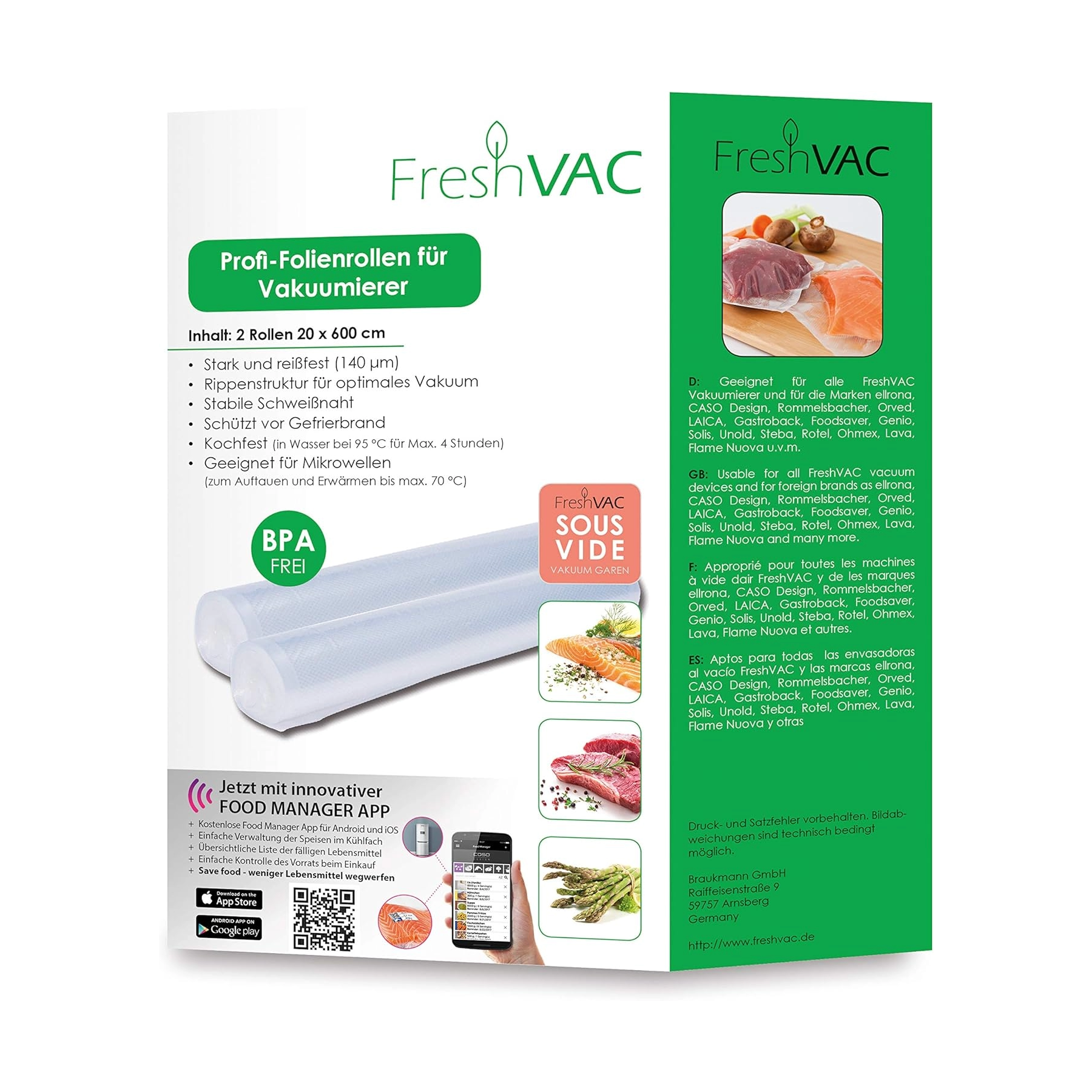 role pentru vidat sau gatit sous-vide freshvac 1153 caso germany 20 x 600 cm