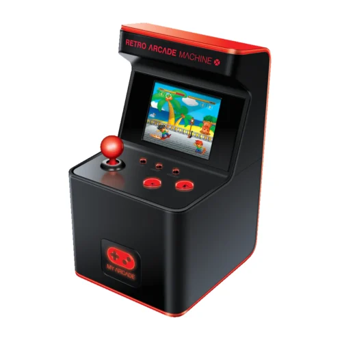 mini consola verticala retro arcade machine x arcade1up, 300 jocuri, display 2.5 inch, difuzor extern, potrivit pentru game rooms si colectionari, negru rosu