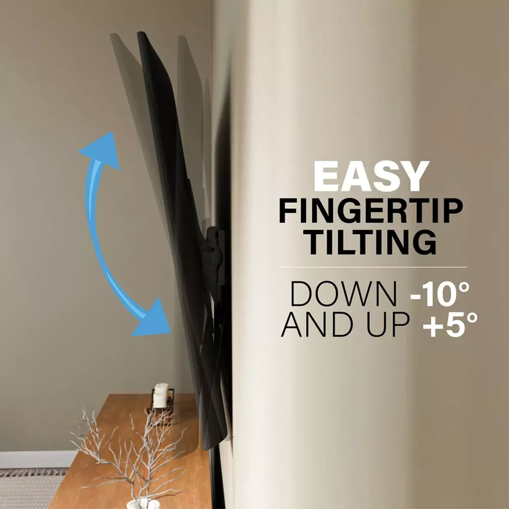 suport tv de perete universal sanus, tilt wall mount, diagonala 19″–40″ (101-228 cm), max. 59 kg, design minimalist, usor de instalat, ajustat sus jos